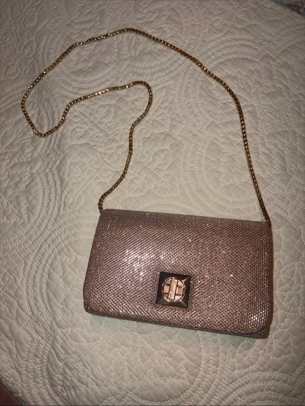 Gold Sparkle Evening Bag with Gold removable strap